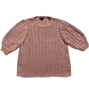 JCREW Linen Pink Short Sleeve Linen Sweater L